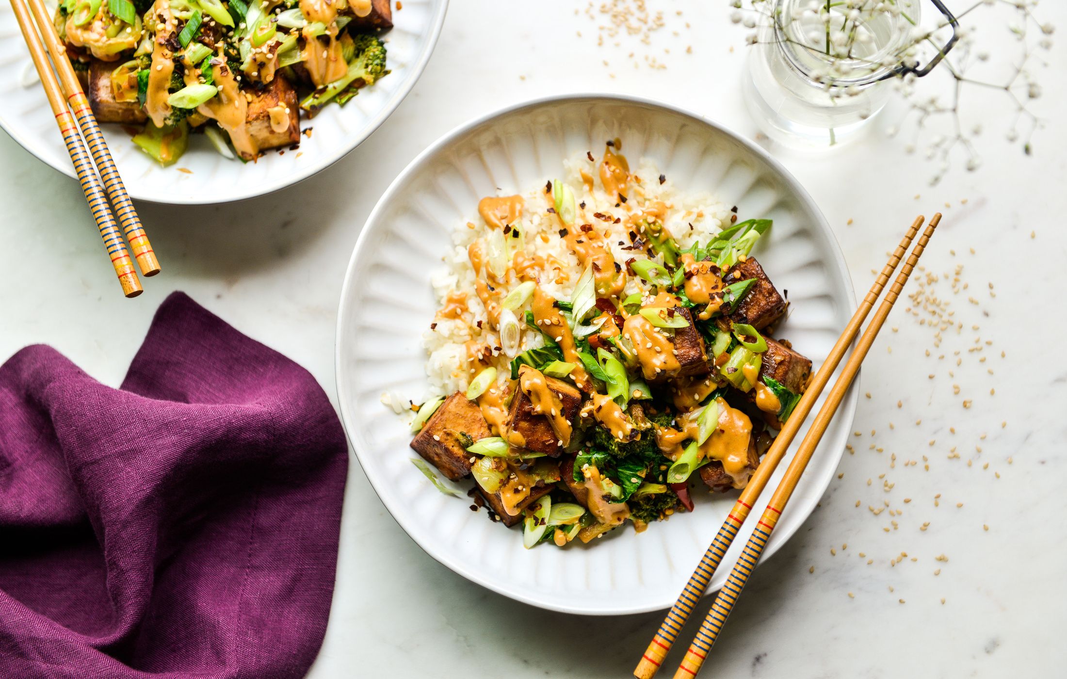Spicy Tofu and Broccoli StirFry with Peanut Sauce Nourishing Meals®